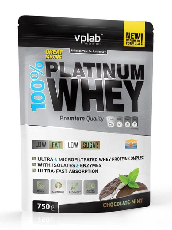 Сывороточный протеин 100% Platinum Whey, вкус «Шоколад-мята», 750 гр, VPLab