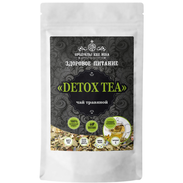 Detox Tea, чай травяной, дойпак 100 г, Продукты XXII века цена 377 ₽