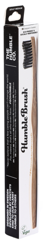 Купить Зубная щетка из бамбука, черная, средней жесткости, HUMBLE