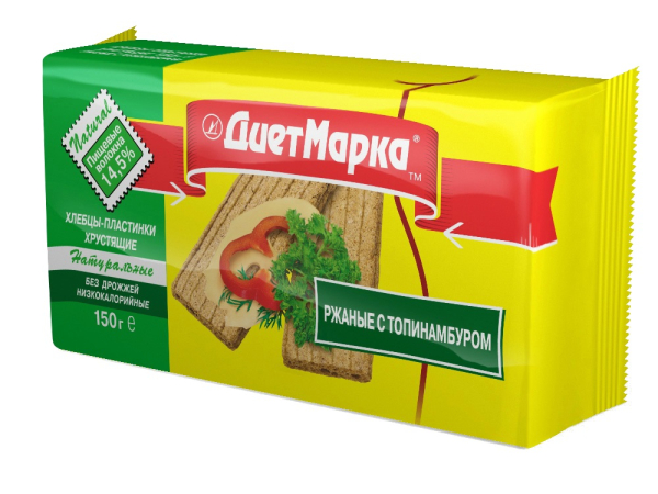 Хлебцы-пластинки хрустящие, ржаные  с  ТОПИНАМБУРОМ, 150 гр, ДиетМарка