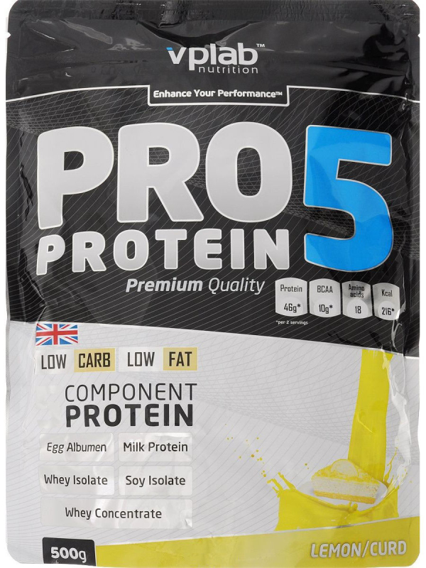 Многокомпонентный протеин PRO5, вкус «Лимон-творог», 500 гр, VPLab