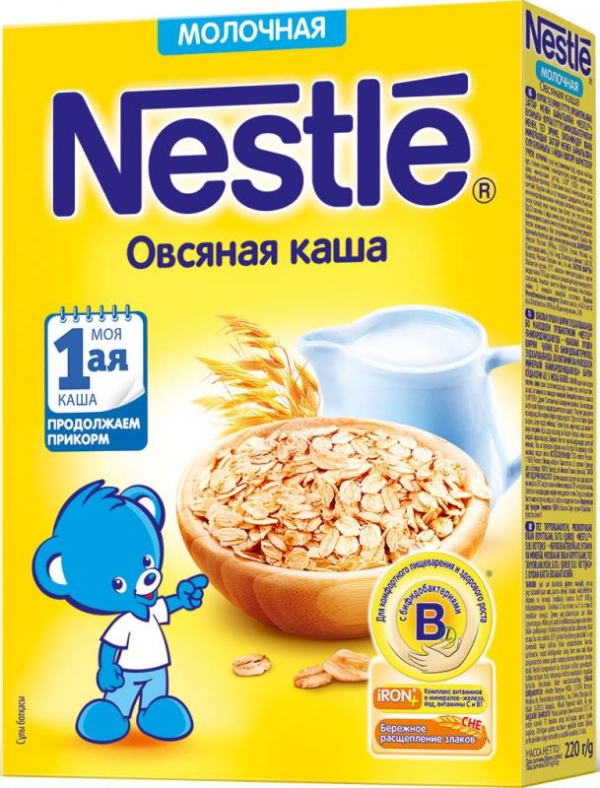 Каша молочная овсяная с бифидобактериями, 250 гр, Nestle
