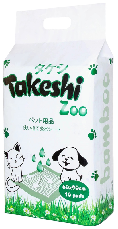 Пеленки впитывающие ZOO для животных бамбуковые, 60*90, 10 шт, TAKESHI