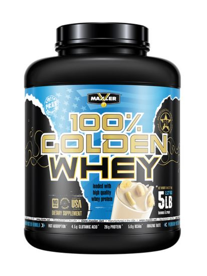 Протеин 100% Golden Whey, вкус Банановый крем, 2270 гр, MAXLER
