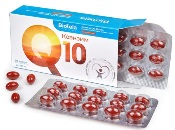 Коэнзим Q10, 100 мг, 30 капсул, BioTela цена 855 ₽
