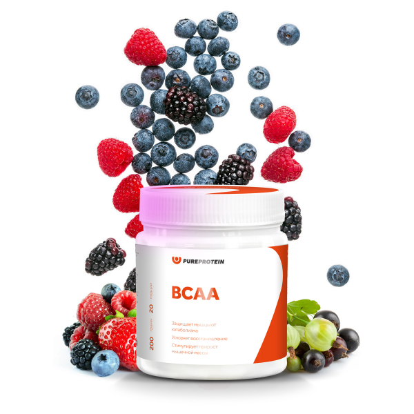 Купить Аминокислоты BCAA, вкус «Лесные ягоды», 200 гр, PureProtein