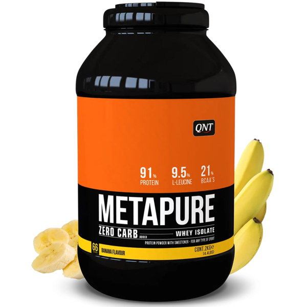 Купить Изолят сывороточного протеина METAPURE (банан), 2 кг, QNT