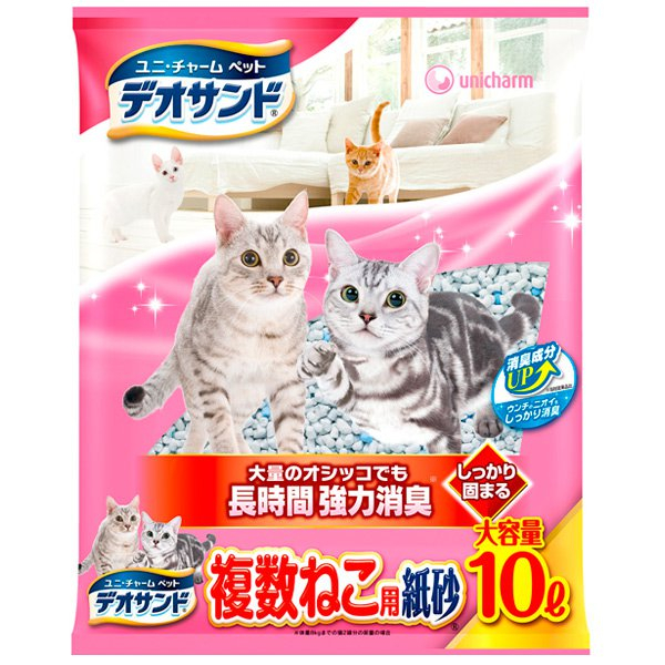 Дезодорирующий бумажный наполнитель для кошачьего туалета, 10 л, UNICHARM