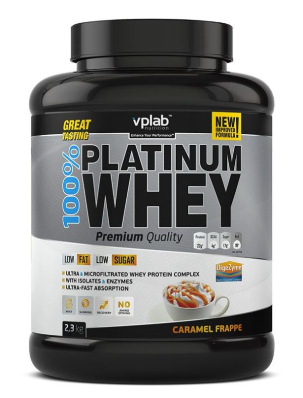 Сывороточный протеин 100% Platinum Whey, вкус «Карамельный фраппе», 2,3 кг, VPLab