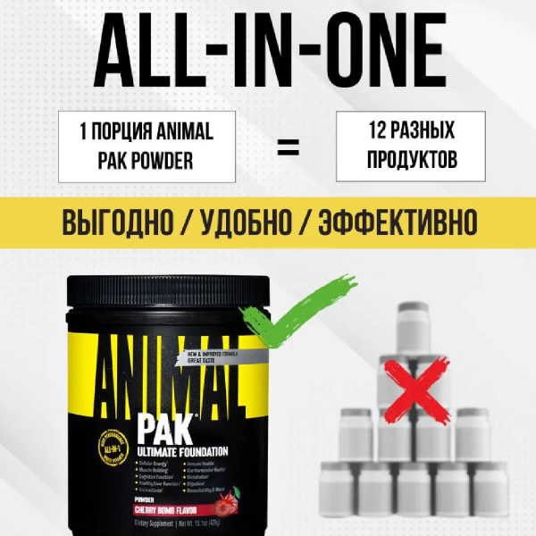 Витаминно-минеральный комплекс Animal Pak со вкусом вишни, 429 г, Universal Nutrition - фото 4
