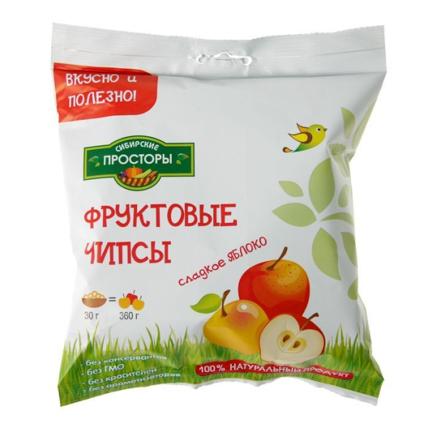 Чипсы «Яблоко сладкое», 30 гр, Сибирские Просторы
