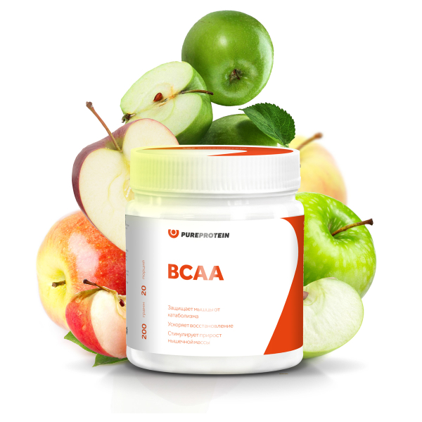 Купить Аминокислоты BCAA, вкус «Зеленое яблоко», 200 гр, PureProtein