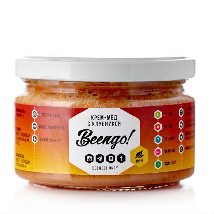 Крем-мед с клубникой, 250 гр, Beengo