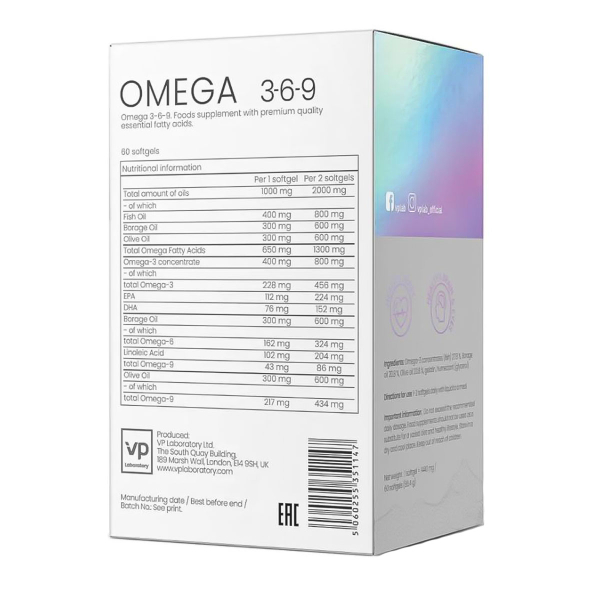 Купить VP Laboratory Omega 3-6-9 , 60 капсул, VPLab