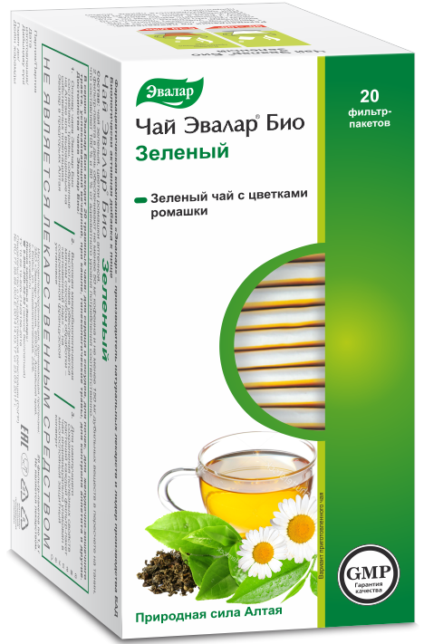 Чай Эвалар БИО Зеленый, 20 фильтр-пакетов