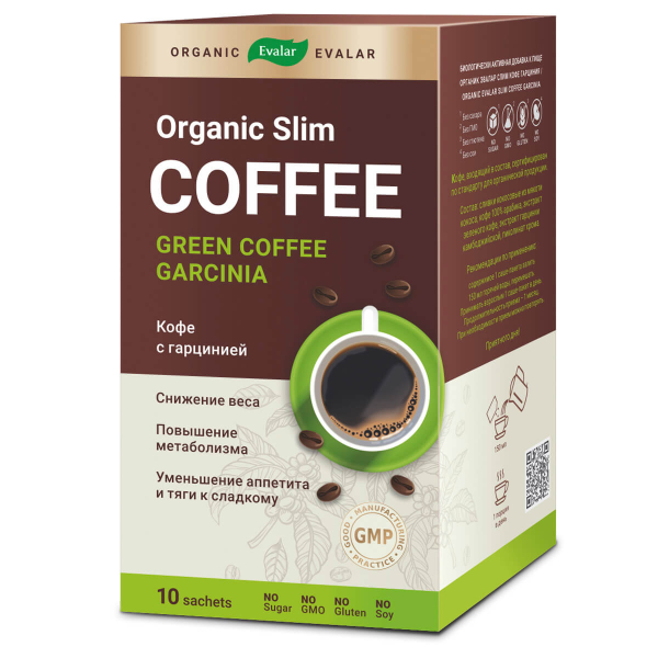 Купить Кофе с гарцинией для похудения Organic Evalar slim, 10 саше-пакетов, Organic Evalar