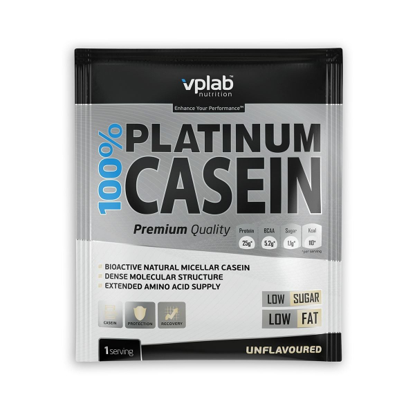 Казеиновый протеин 100% Platinum Casein, вкус «Нейтральный», саше 30 гр, VPLab