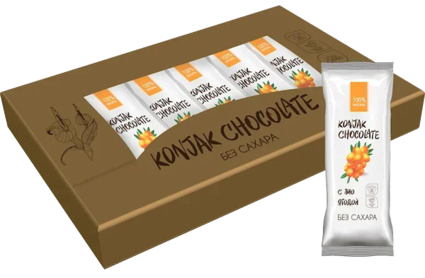 Шоколад без сахара KONJAK CHOCOLATE Облепиховый, 30г*10 шт, Shirataki