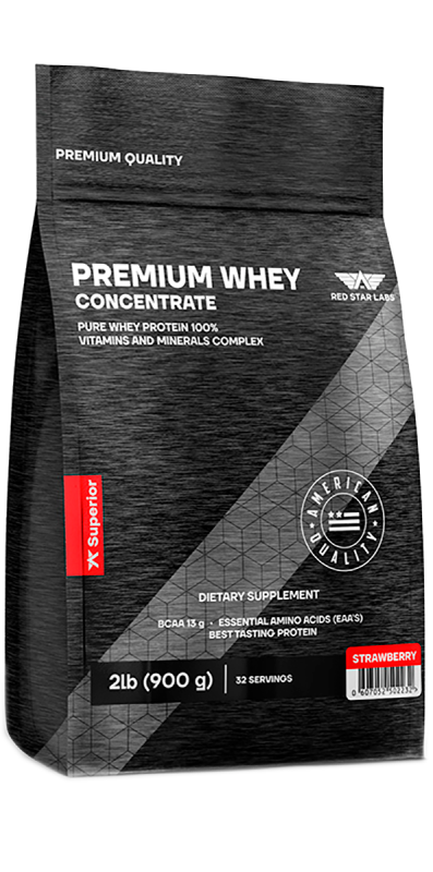 Протеин Premium Whey Concentrate, клубника, 900 г, Red Star Labs
