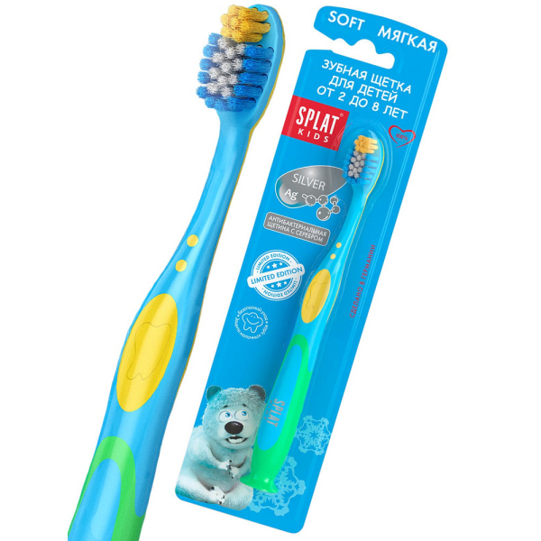 Детская зубная щетка Kids, мягкая, цвет в ассортименте, от 2 до 8 лет, Splat цена 242 ₽