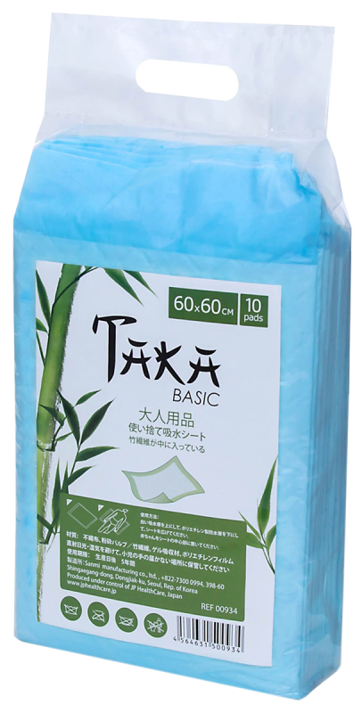 Пеленки впитывающие TAKA BASIC (эконом) для взрослых бамбуковые, 60*60, 10 шт, TAKA