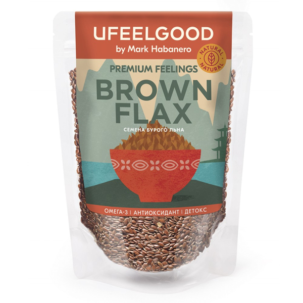 Семена бурого льна Brown Flax Seeds, 200 гр, UFEELGOOD