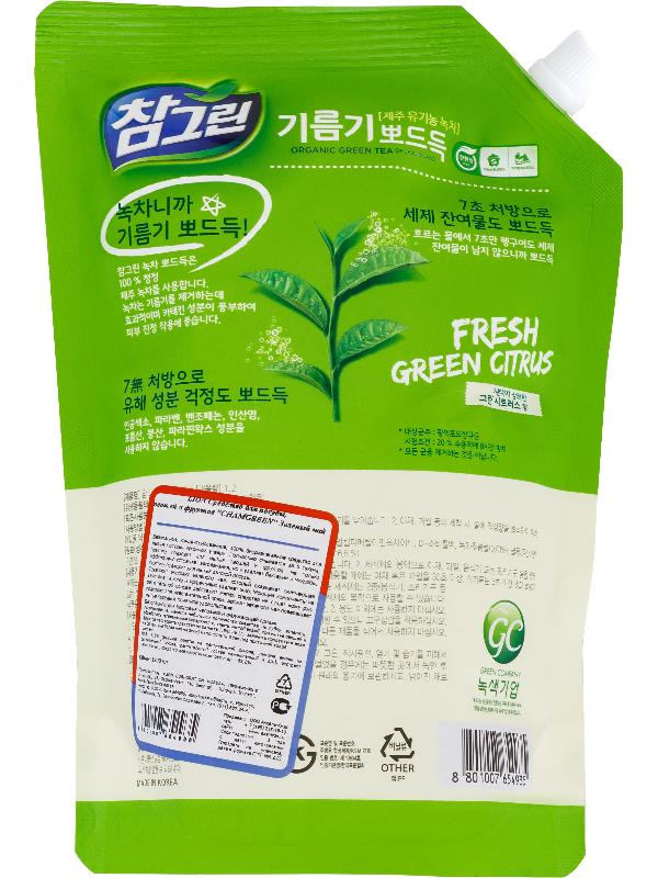 Купить Антибактериальное средство для мытья посуды Chamgreen С (зеленый чай), 1.2 л, CJ Lion