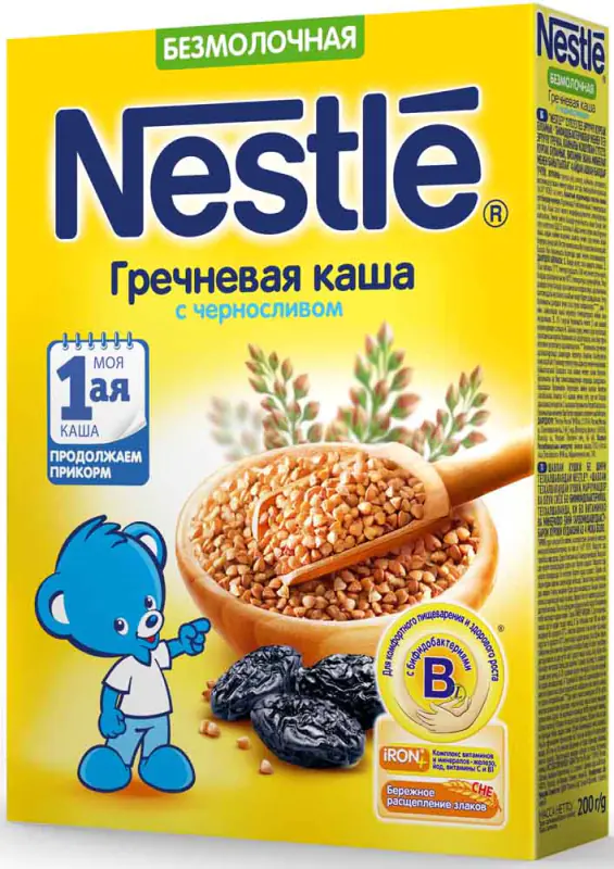 Каша Nestle безмолочная гречка-чернослив 200г