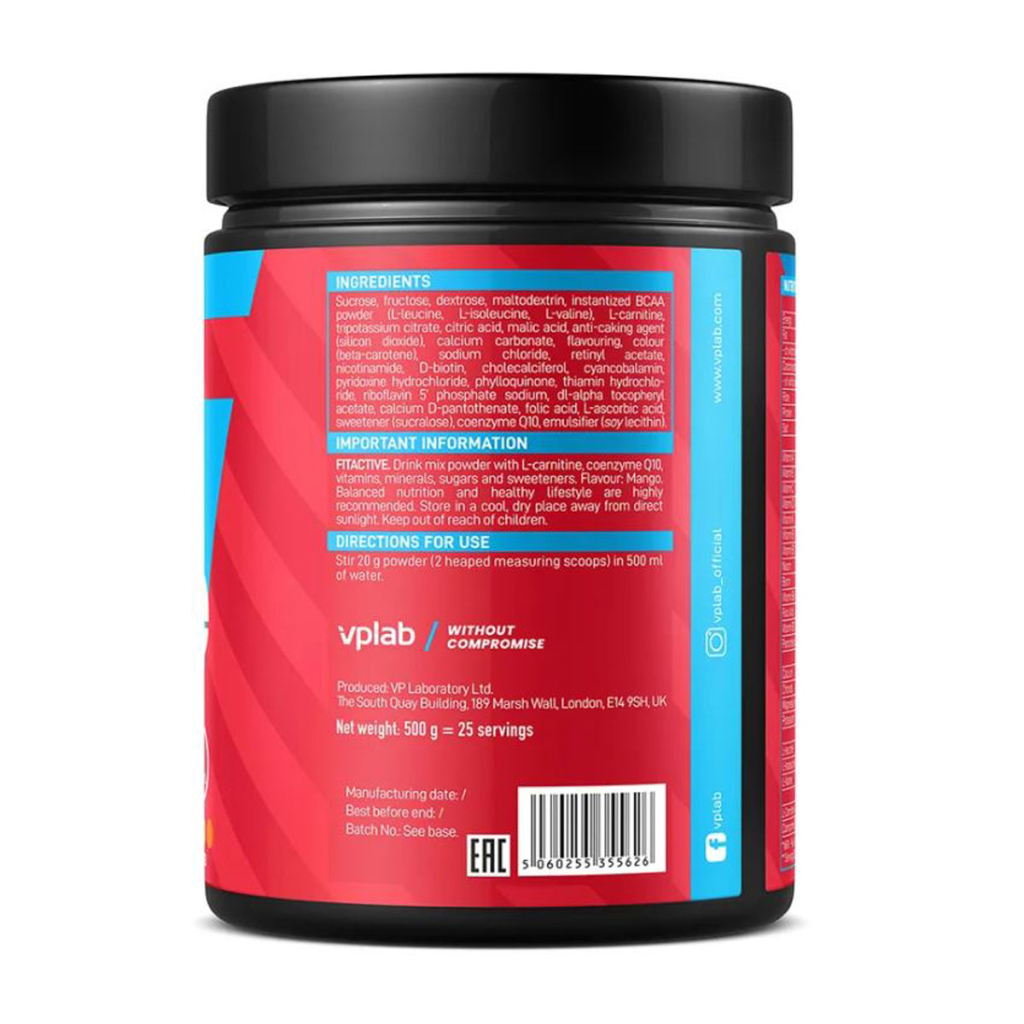 Изотонический напиток с витаминами и минералами FitActive, вкус «Манго», 500 г, VPLab