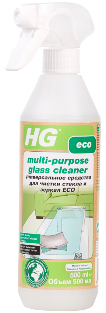 Универсальное средство для чистки стекла и зеркал ЭКО, 0,5 л, HG