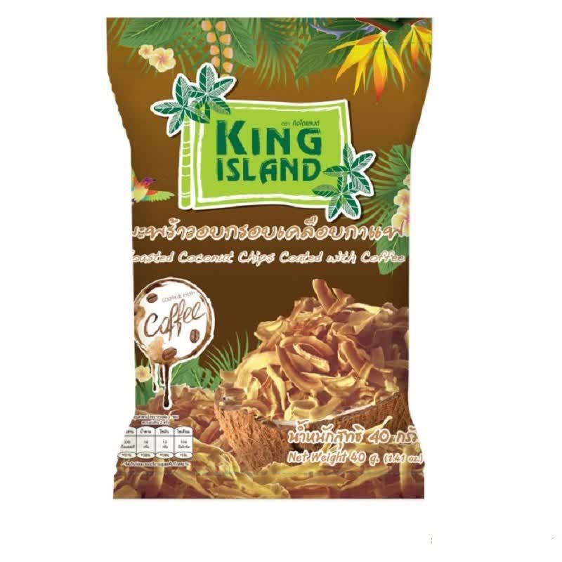 Кокосовые чипсы в кофейной глазури, 40 гр, KING ISLAND