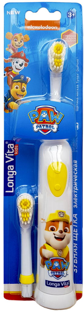 Детская зубная щетка ротационная + 2 сменных насадки Крепыш, Paw Patrol 3+, Longa vita