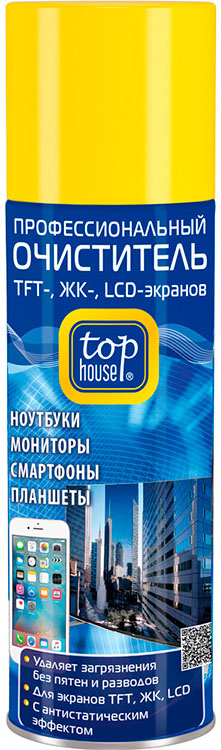 Профессиональный очиститель TFT-, ЖК-, LCD- экранов, 200 мл, TOP HOUSE