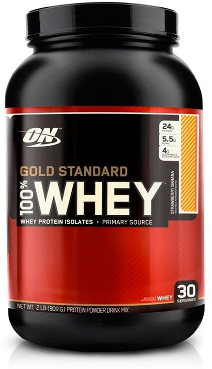 Сывороточный протеин, Gold Standard 100% Whey, вкус «Клубника», 900 гр, OPTIMUM NUTRITION