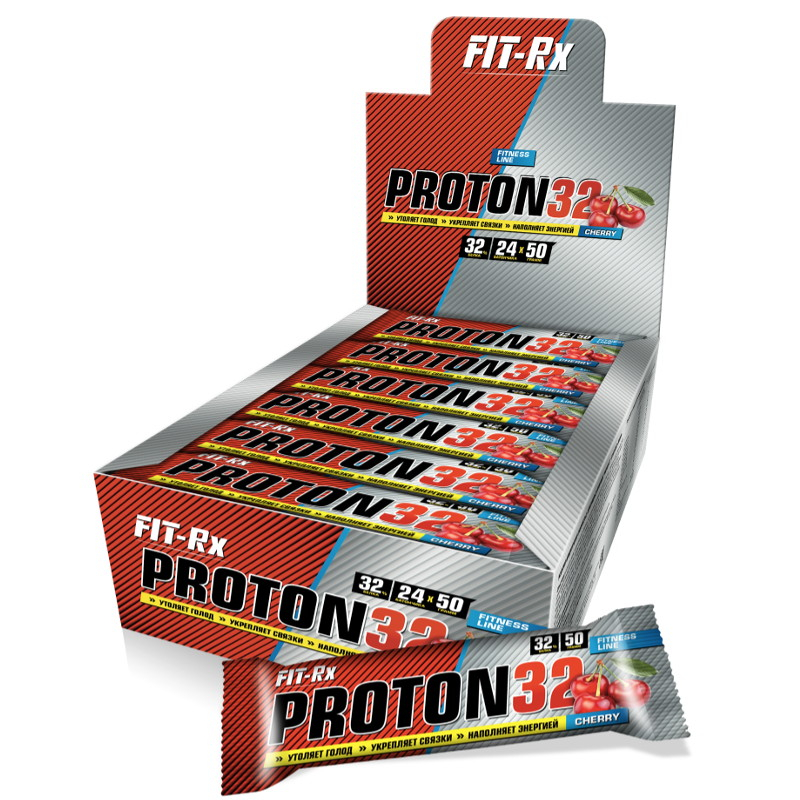 Протеиновый батончик Proton 32, вкус «Вишня», 24 шт по 50 гр, Fit-Rx