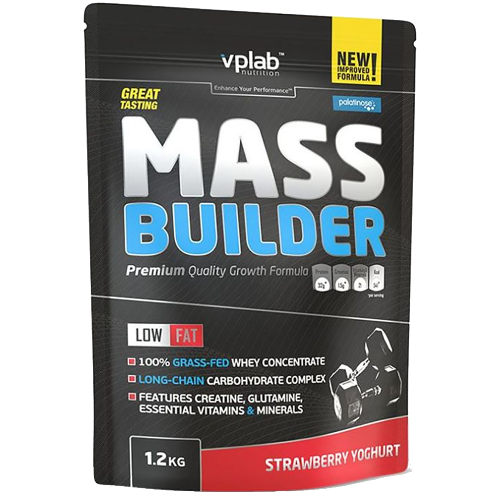 Гейнер Mass Builder, вкус «Клубника и йогурт», 1,2 кг, VPLab