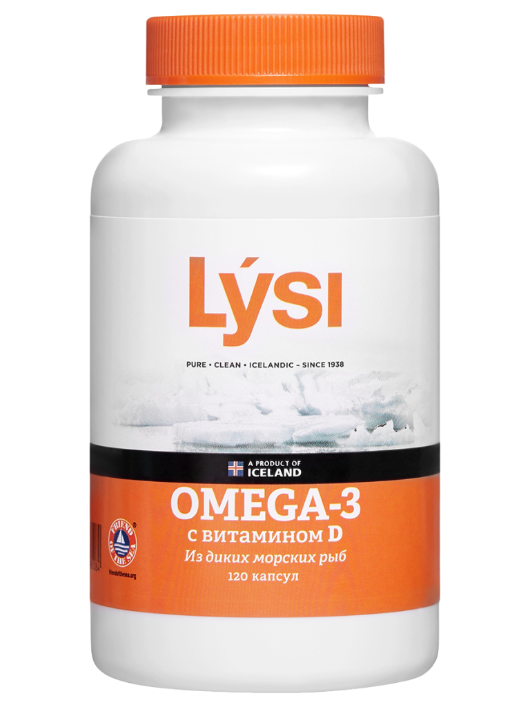 Омега-3 с витамином Д, 120 капсул, Lysi