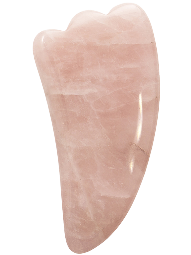 Скребок  Гуаша из натурального розового кварца PREMIUM  ЛАПКА , MARBELLA