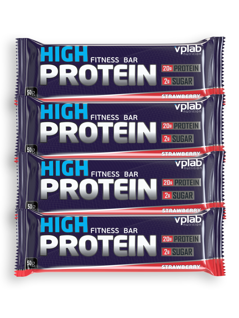 Батончик 40% High Protein bar, Клубника, 4 шт, VPLab Nutrition