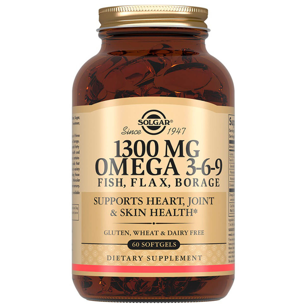 Комплекс жирных кислот 1300 мг Омега 3-6-9, 60 капсул, Solgar