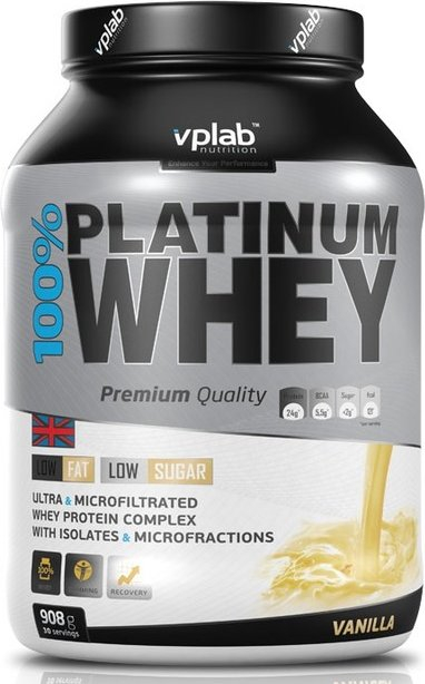 Сывороточный протеин 100% Platinum Whey, вкус «Ваниль», 908 гр, VPLab
