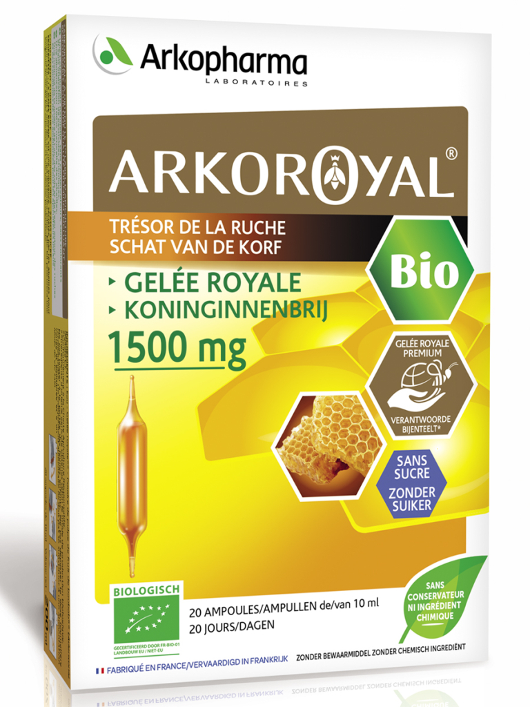 МАТОЧНОЕ МОЛОЧКО ARKOROYAL GELÉE ROYALE, 1500 mg, 18+, 20 ампул по 10 мл,  Arkopharma