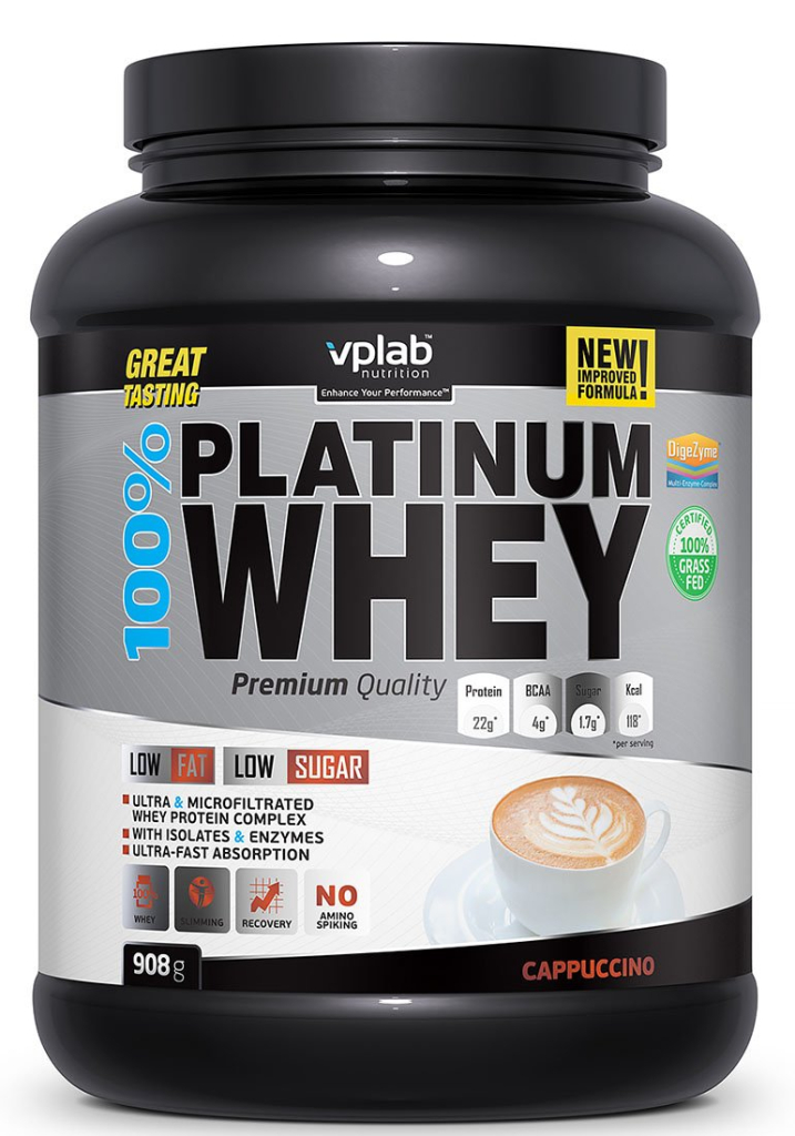 Сывороточный протеин 100% Platinum Whey, вкус «Капучино», 908 гр, VPLab
