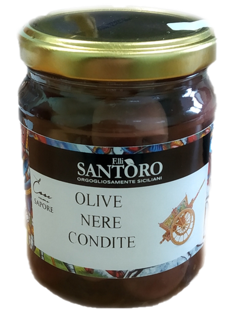 Черные оливки со специями, 280 гр, SANTORO