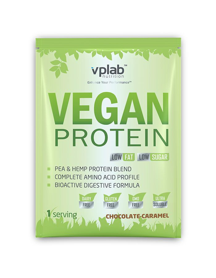 Протеин Vegan Protein, вкус «Шоколад и карамель», саше, 30 гр, VPLab