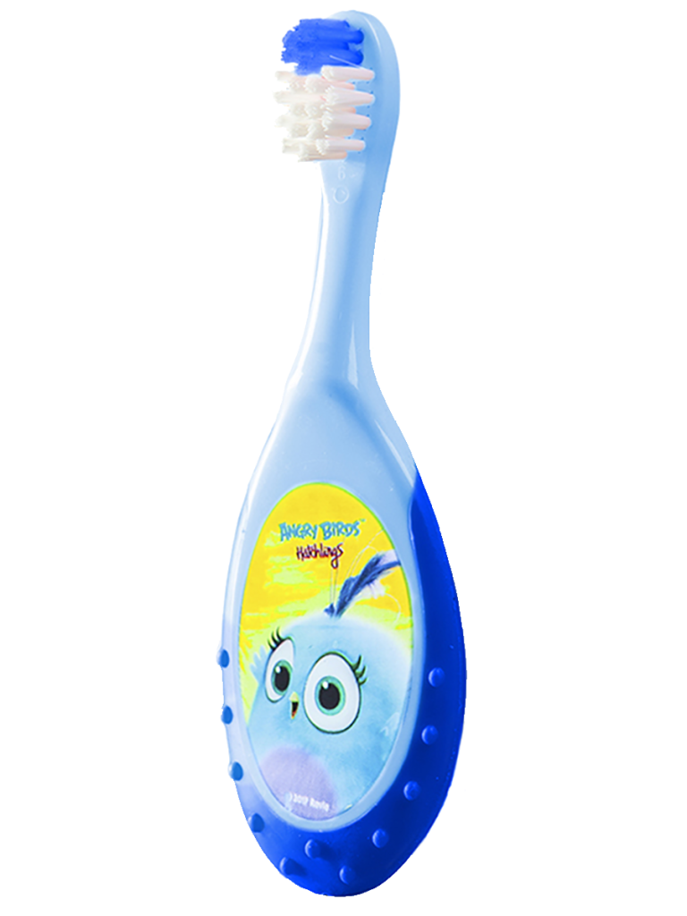 Детская зубная щетка-прорезыватель, 0+, Angry Birds, голубая, Longa Vita