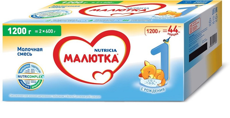 Сухая молочная смесь МАЛЮТКА-1, с рождения, 1200 гр, Малютка