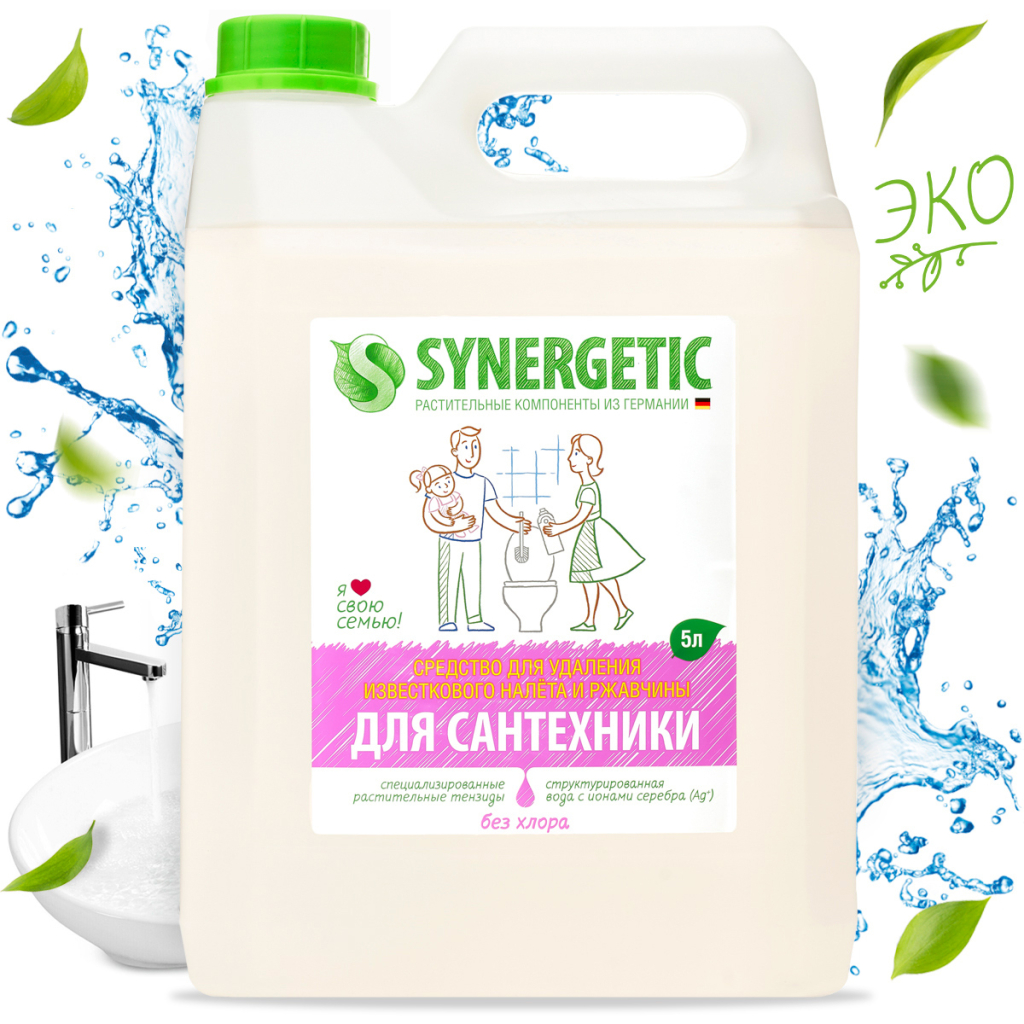 Антибактериальное средство для мытья сантехники, 5 л, Synergetic