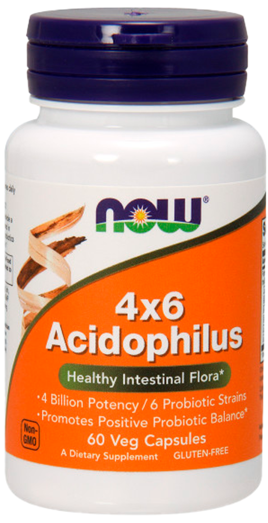 Ацидофилус 4х6, 60 вегетарианских капсул, NOW
