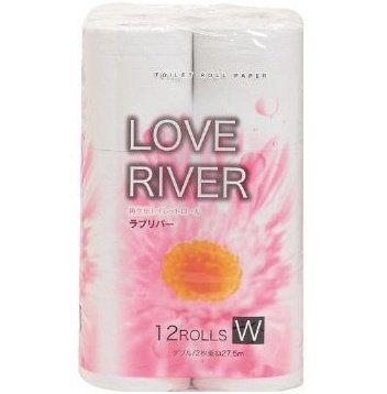 Туалетная бумага двухслойная «LOVE RIVER», двухслойная, белая, 12 рулонов, IDESHIGYO